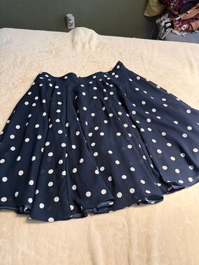 Maison Jules Navy Blue Polka Dot Circle Skirt